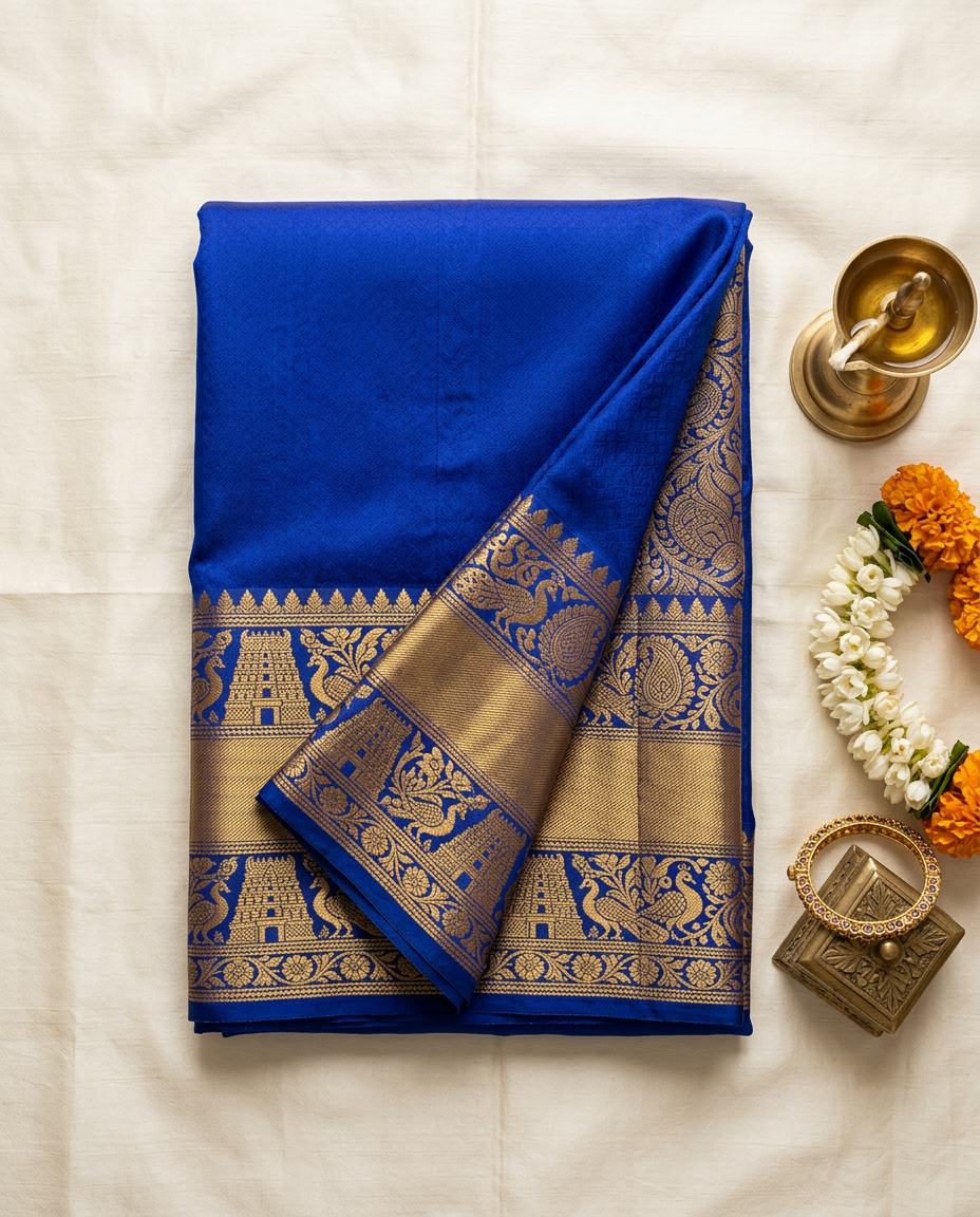 Midnight Kanjivaram silk saree